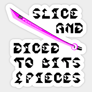 Slice And Diced To Bits and Pieces, v. Code Pink Blk Text Sticker